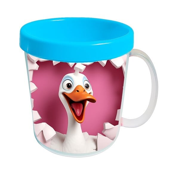 Caneca Acrílica Animais Fofos Fazenda Ganso Apaixonado