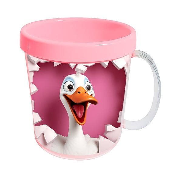 Caneca Acrílica Animais Fofos Fazenda Ganso Apaixonado