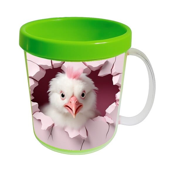 Caneca Acrílica Animais Fofos Fazenda Galinha Apaixonada