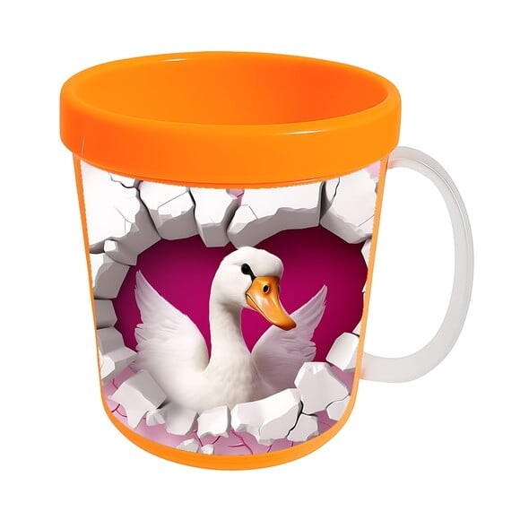 Caneca Acrílica Animais Fofos Fazenda Ganso Charmoso