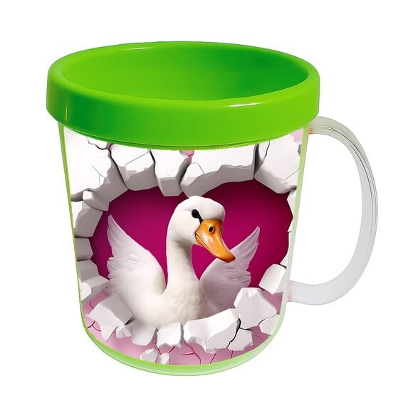 Caneca Acrílica Animais Fofos Fazenda Ganso Charmoso