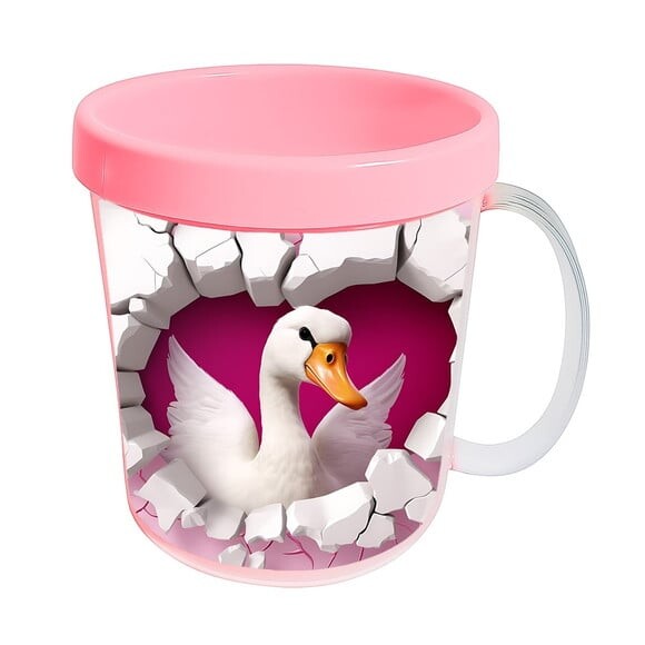 Caneca Acrílica Animais Fofos Fazenda Ganso Charmoso