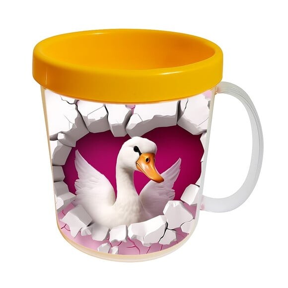 Caneca Acrílica Animais Fofos Fazenda Ganso Charmoso