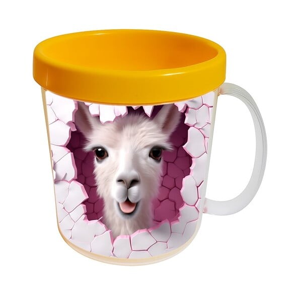 Caneca Acrílica Animais Fofos Fazenda Lhama Alegre