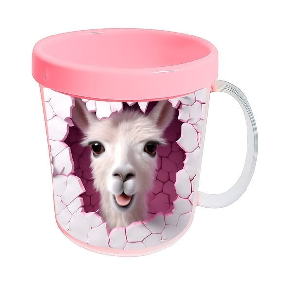 Caneca Acrílica Animais Fofos Fazenda Lhama Alegre