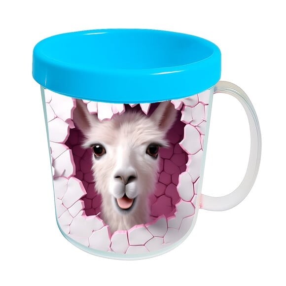 Caneca Acrílica Animais Fofos Fazenda Lhama Alegre