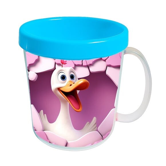 Caneca Acrílica Animais Fofos Fazenda Ganso Romântico