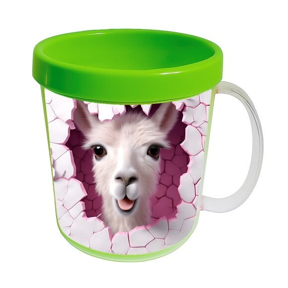 Caneca Acrílica Animais Fofos Fazenda Lhama Alegre