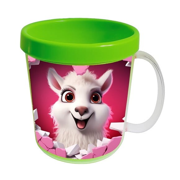 Caneca Acrílica Animais Fofos Fazenda Lhama Amorosa