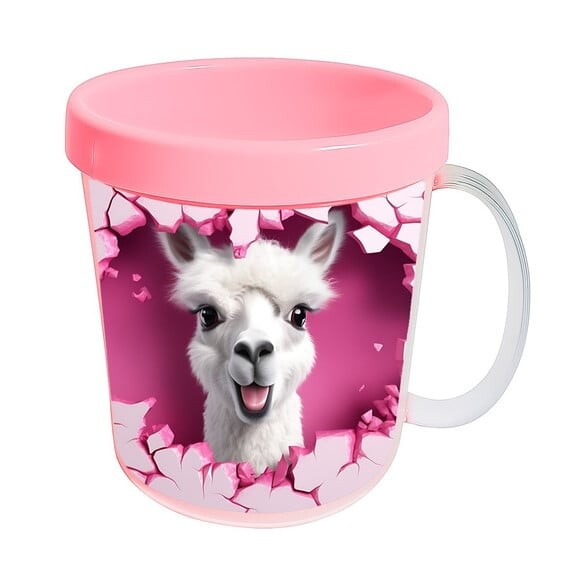 Caneca Acrílica Animais Fofos Fazenda Lhama Charmosa