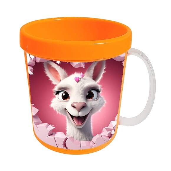 Caneca Acrílica Animais Fofos Fazenda Lhama Doce