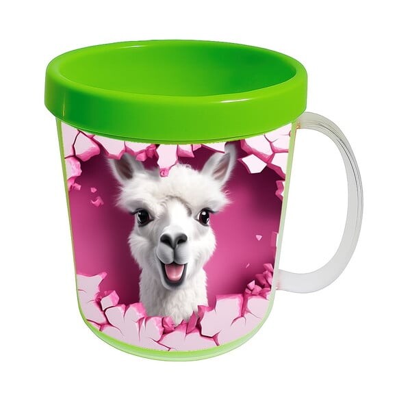 Caneca Acrílica Animais Fofos Fazenda Lhama Charmosa