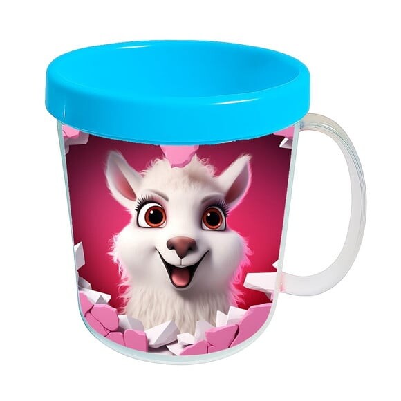 Caneca Acrílica Animais Fofos Fazenda Lhama Encantadora