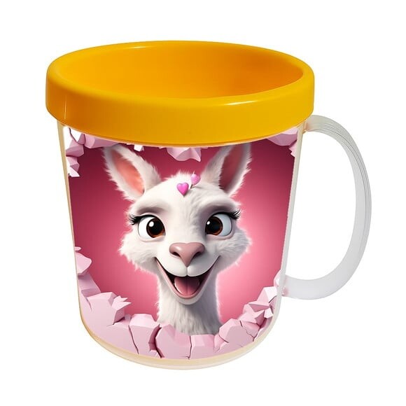 Caneca Acrílica Animais Fofos Fazenda Lhama Doce