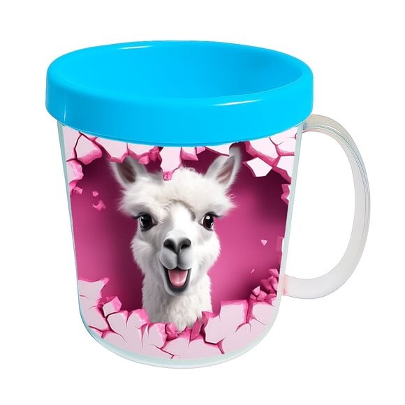 Caneca Acrílica Animais Fofos Fazenda Lhama Charmosa
