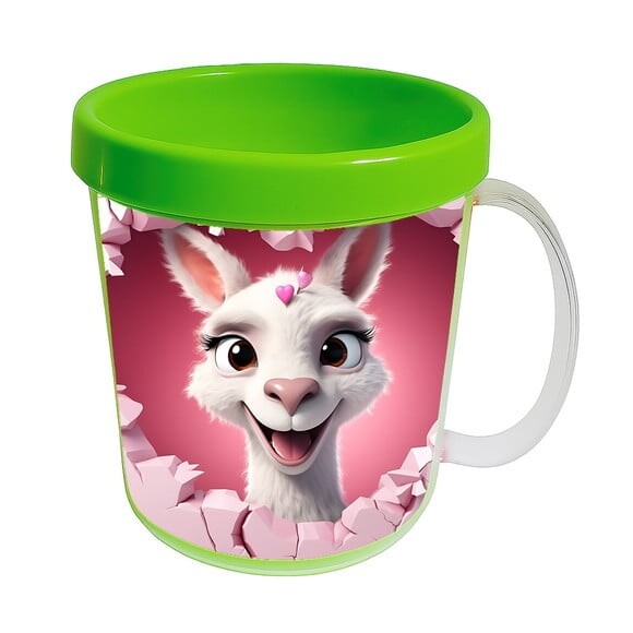Caneca Acrílica Animais Fofos Fazenda Lhama Doce