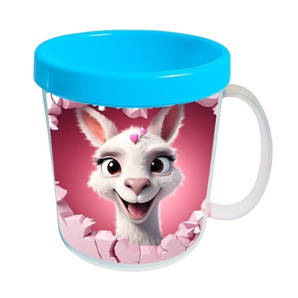 Caneca Acrílica Animais Fofos Fazenda Lhama Doce