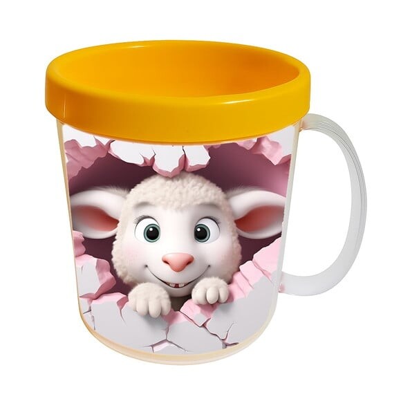Caneca Acrílica Animais Fofos Fazenda Ovelha Charmosa