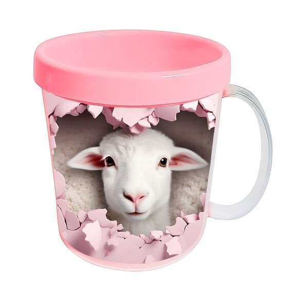 Caneca Acrílica Animais Fofos Fazenda Ovelha Apaixonada