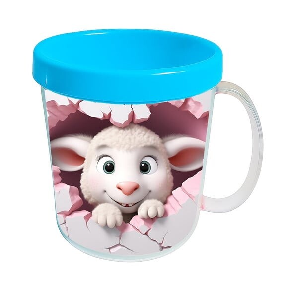 Caneca Acrílica Animais Fofos Fazenda Ovelha Charmosa