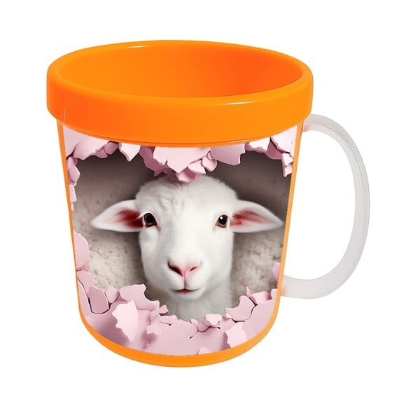 Caneca Acrílica Animais Fofos Fazenda Ovelha Apaixonada