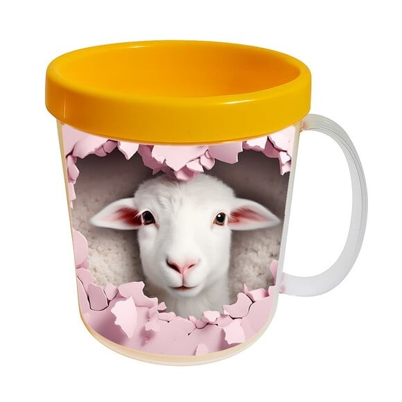 Caneca Acrílica Animais Fofos Fazenda Ovelha Apaixonada