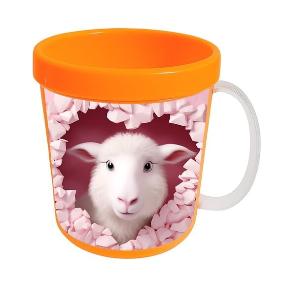 Caneca Acrílica Animais Fofos Fazenda Ovelha Encantadora