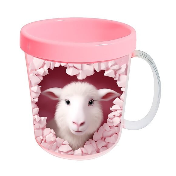 Caneca Acrílica Animais Fofos Fazenda Ovelha Encantadora
