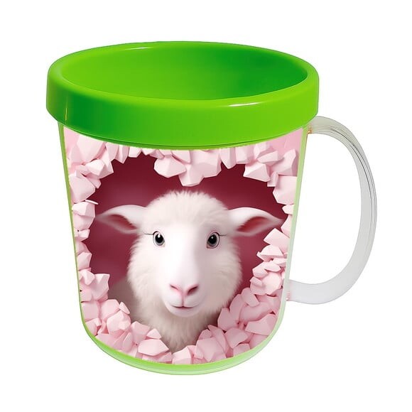 Caneca Acrílica Animais Fofos Fazenda Ovelha Encantadora