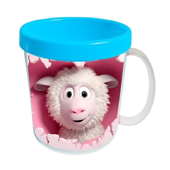 Caneca Acrílica Animais Fofos Fazenda Ovelha Romântica