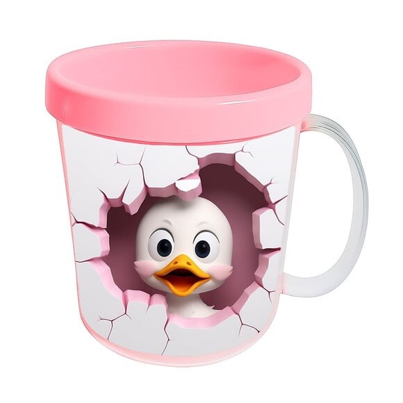 Caneca Acrílica Animais Fofos Fazenda Pato Charmoso