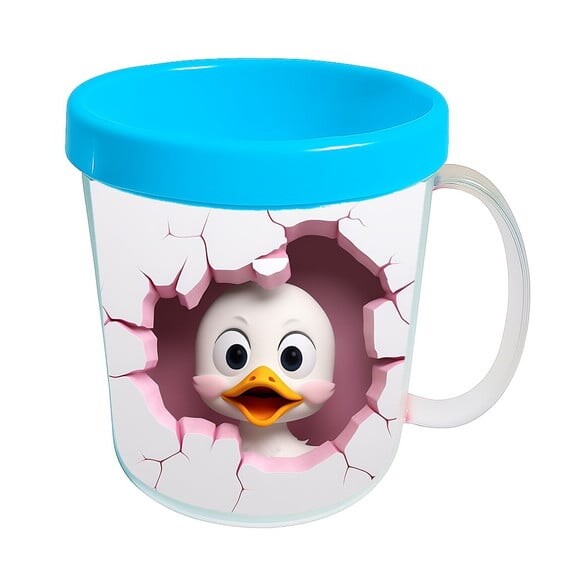 Caneca Acrílica Animais Fofos Fazenda Pato Charmoso