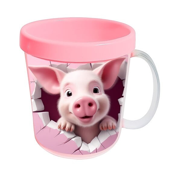 Caneca Acrílica Animais Fofos Fazenda Porco Amoroso