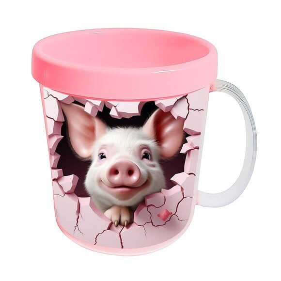 Caneca Acrílica Animais Fofos Fazenda Porco Apaixonado