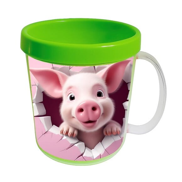 Caneca Acrílica Animais Fofos Fazenda Porco Amoroso