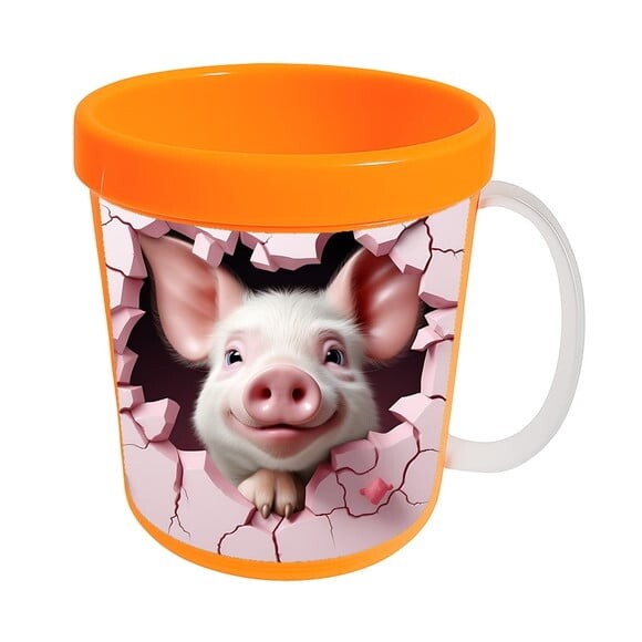Caneca Acrílica Animais Fofos Fazenda Porco Apaixonado