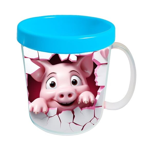 Caneca Acrílica Animais Fofos Fazenda Porco Charmoso