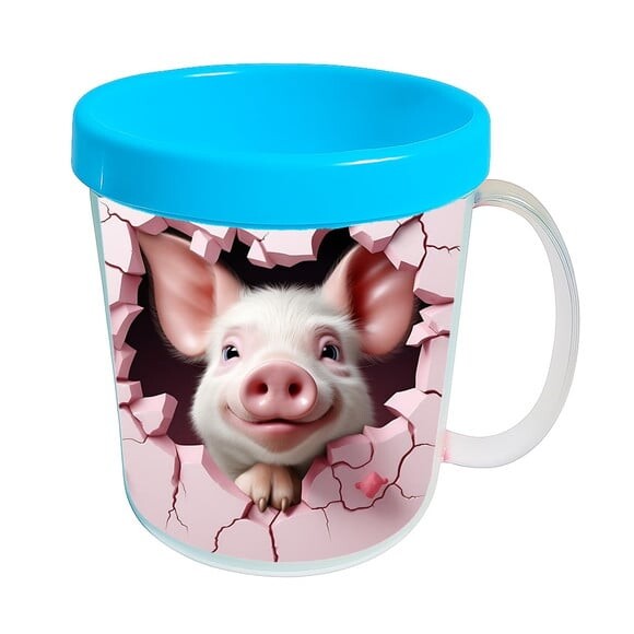 Caneca Acrílica Animais Fofos Fazenda Porco Apaixonado