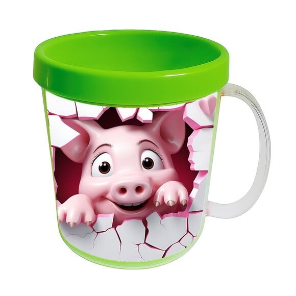 Caneca Acrílica Animais Fofos Fazenda Porco Charmoso