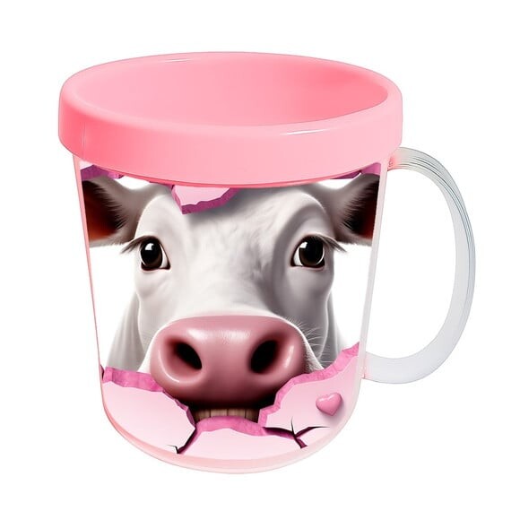 Caneca Acrílica Animais Fofos Fazenda Vaca Charmosa