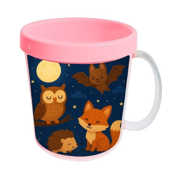 Caneca Acrílica Infantil Personalizada Animais Noturnos