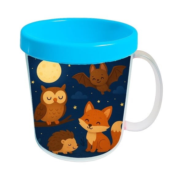 Caneca Acrílica Infantil Personalizada Animais Noturnos
