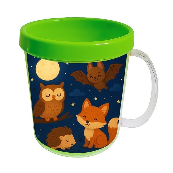 Caneca Acrílica Infantil Personalizada Animais Noturnos