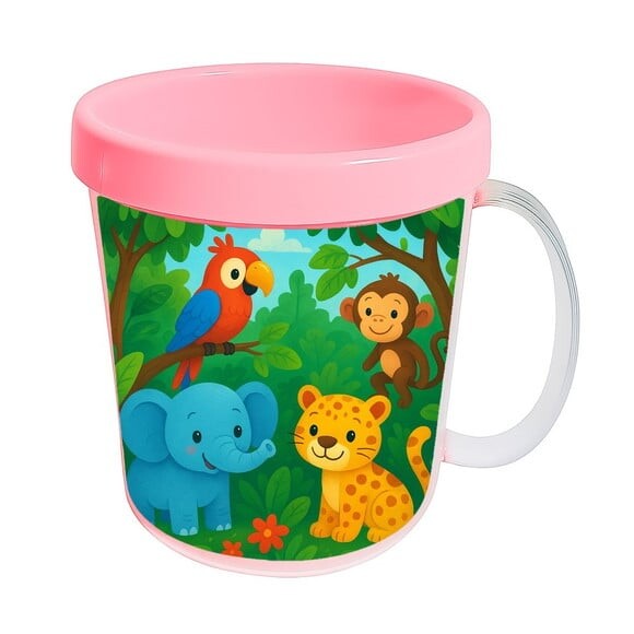 Caneca Acrílica Infantil Personalizada Animais Tropicais