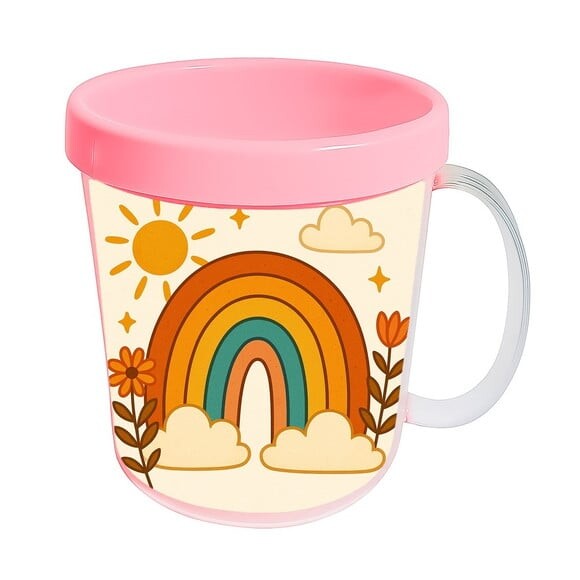 Caneca Acrílica Infantil Personalizada Arco-íris Boho