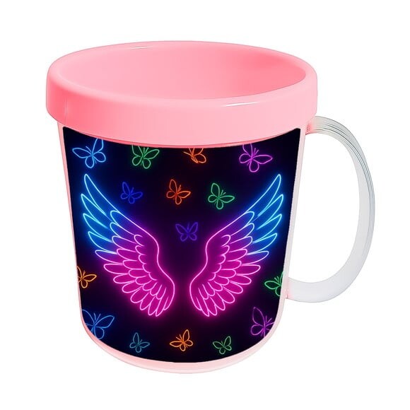 Caneca Acrílica Infantil Personalizada Asas Neon