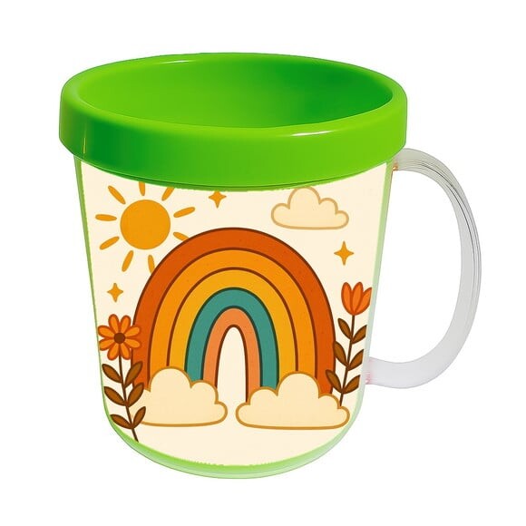Caneca Acrílica Infantil Personalizada Arco-íris Boho