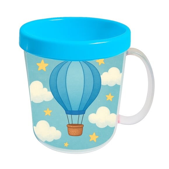 Caneca Acrílica Infantil Personalizada Balão de Ar Azul