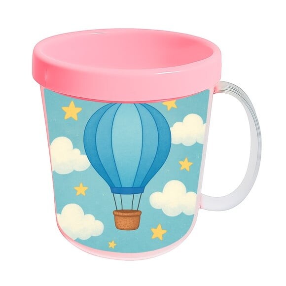 Caneca Acrílica Infantil Personalizada Balão de Ar Azul