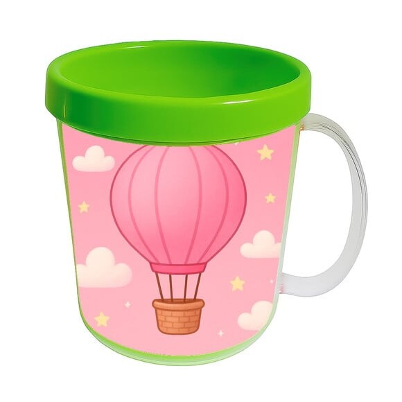 Caneca Acrílica Infantil Personalizada Balão de Ar Rosa